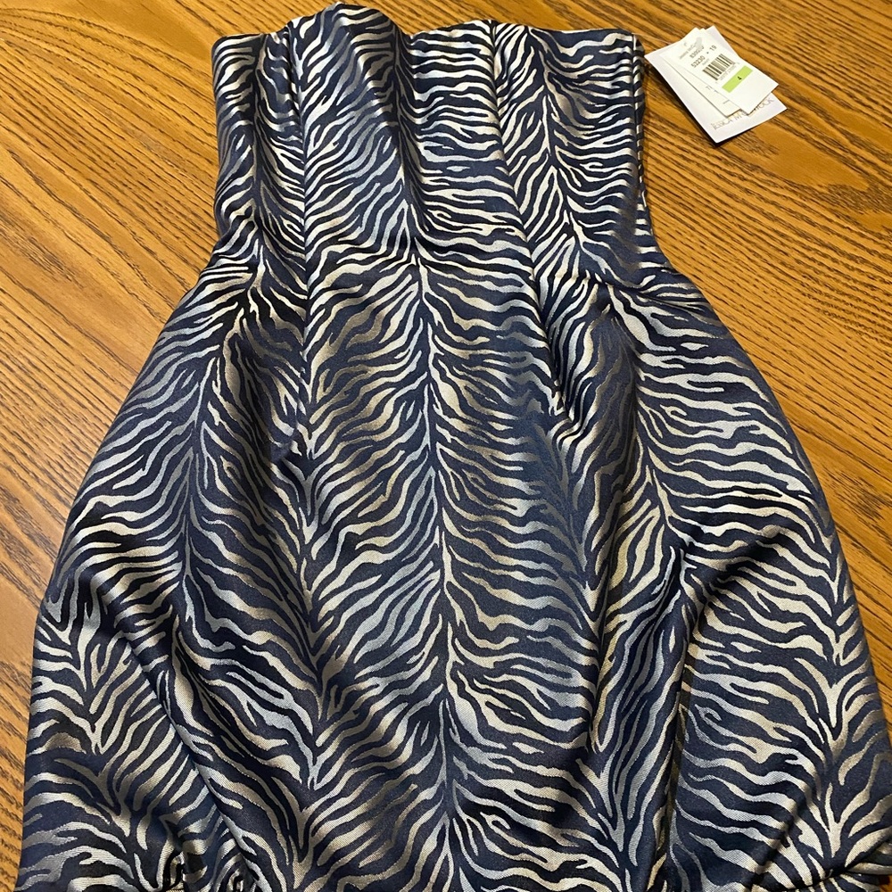 NWT Jessica McClintock dark navy and gold cocktail dress